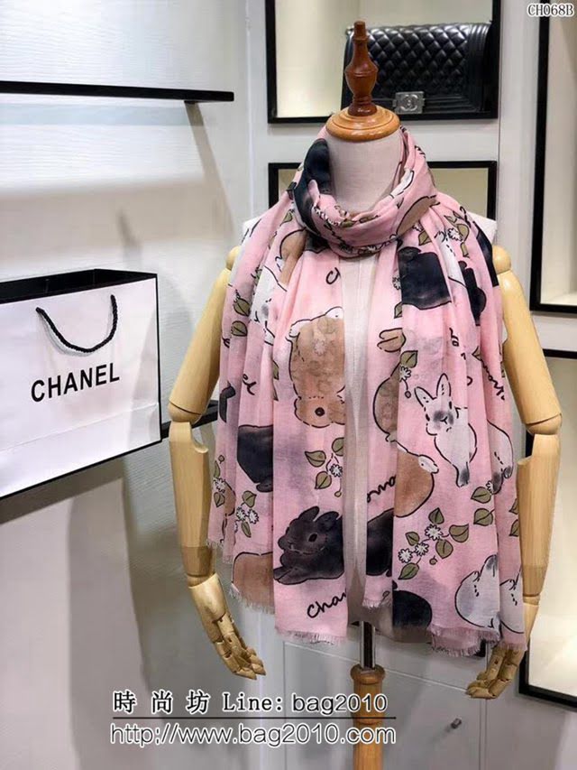CHANEL香奈兒 2018最新限量款 網紅爆款C家限量兔兔羊絨圍巾 CH068 LLWJ6957